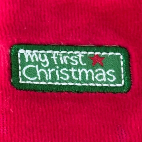 Little Me My First Christmas Size 3M Appliqué Santa Velour One Piece Footie - Picture 5 of 5